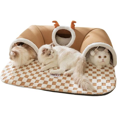 de lit pour chat Tapis tunnel pour chat abri chaud jouets (1/5)