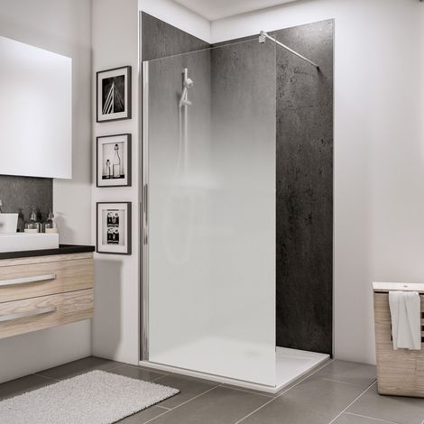 Schulte – Paroi de douche à l'italienne 120 x 200 cm – Verre brume 5 mm – Profilé chromé – Walk In avec barre de stabilisation 122 cm