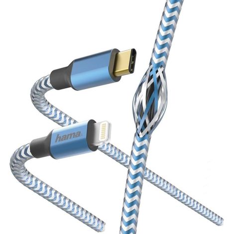 Hama Lade-/Datenkabel Reflective, USB-C - iPhone, 1,5 m, Blau