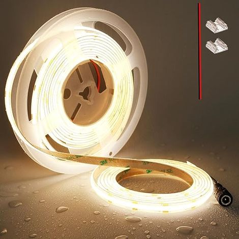 Ruban LED COB 12V IP65 Étanche 5M Blanc Chaud 3000K Extérieur (1/5)