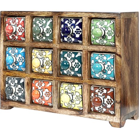 Signes Grimalt Gewürzregal, 12 Schubladen, Boxen und Schmuckschatullen  Rechteckiges braunes Gewürzregal – 22 x 30 x 11 cm