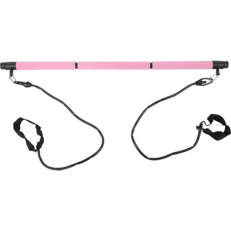 Barre de Pilates à 3 sections, barre de yoga et de musculation, corde de traction, équipement de fitness pour la maison, rose (1/5)