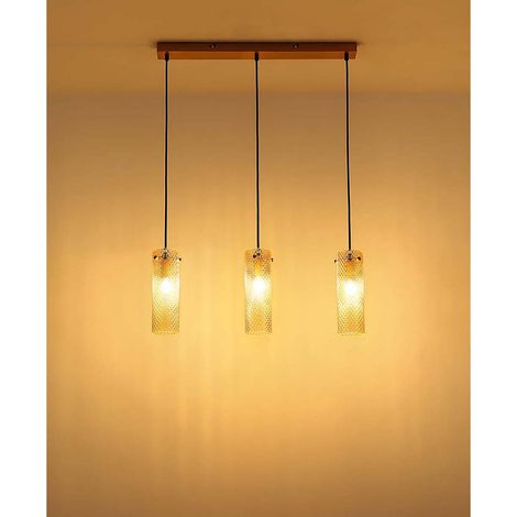 Suspension, plafonnier, verre doré, ambre, H 120 cm