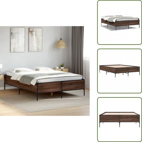 Cadre de lit sans matelas chêne marron 120x190 cm - Cadre De Lit - Lit Double - Lit En Bois - Lit Design - Literie (1/5)