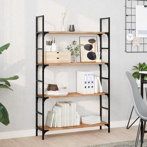 Ensemble de 2 étagères flottantes en bois d'acacia massif de 100x20x2 cm avec finition à l'huile pour décoration et rangement intérieur et extérieur (1/5)