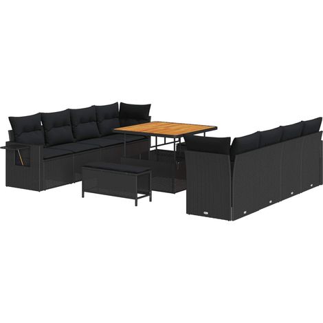 Maison Exclusive - Gartensofa-set mit Kissen 11 pcs Schwarz Poly