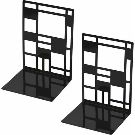 Ensemble de serre-livres, serre-livres en métal, serre-livres noirs, serre-livres design, étagère à base antidérapante pour enfants, bureau, école, salon, librairie et bibliothèque (1/4)