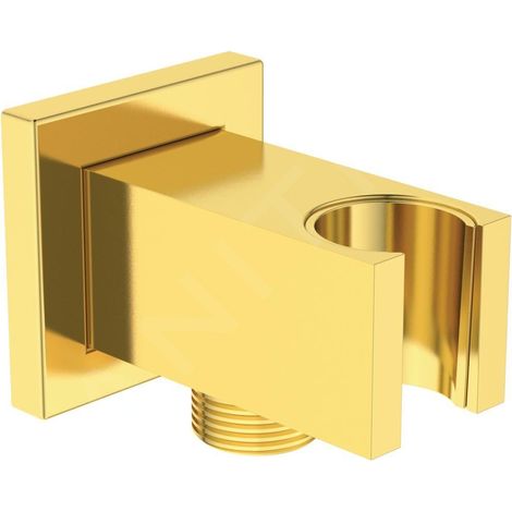 Support mural IS Idealrain, angle. Rosette, pour douchette et flexible de douche G1/2, or brossé (1/2)