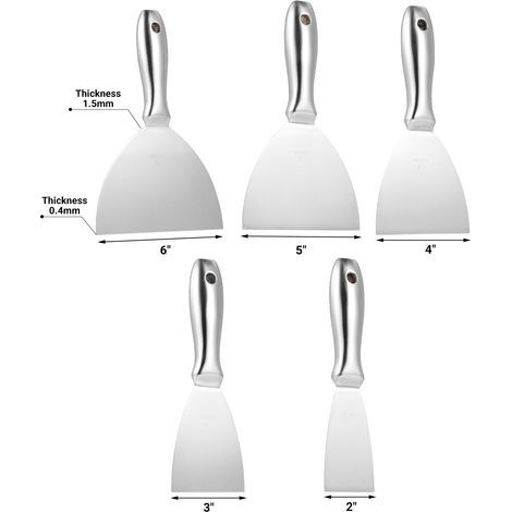 PENGGONG 5-teiliges Spachtelset (2/3/4/5/6 Zoll) für Farbschaber, hochwertiges Werkzeug aus poliertem Edelstahl, ideal für Trockenbauarbeiten und Tapetenentfernung (1/5)