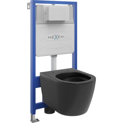 Mexen ensemble encastré WC cadre Fenix Slim avec cuvette WC Carmen, noir mat - 6103388XX85 (1/3)