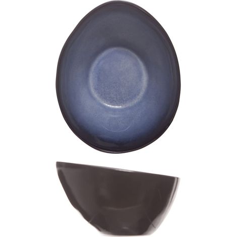 Bol Ovale en Grès Saphire, Bleu-10 X7,5 XH 6 Cm-Lot de 6 (1/2)
