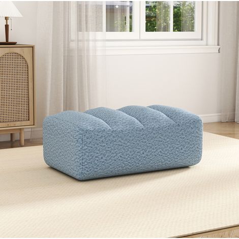 Modularer Ottoman-Pouf 104 x 61 x 45 cm, blau, plüschiger Stoff, ohne Montage MEUBLIV (1/5)