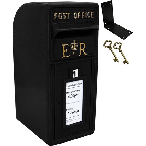 Monster-Shop – Boîte aux lettres en fonte noire – Verrouillable avec 2 clés dorées – Support mural inclus – Capacité 200 lettres – Décoration intérieure et extérieure