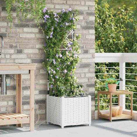 Garden Planter White 40 x 40 x 142 cm PP vidaXL (1/5)