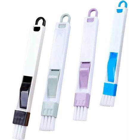 4pcs Window Slit Cleaning Brush, 2 in 1 Small Space Ventilation Keyboard Cleaning Mini Dustpan and Brushes, Window Groove Cleaning Brush (4 Colors) (1/5)
