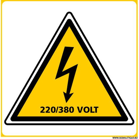 PANNEAU DANGER ELECTRIQUE 220/380 VOLT (C1392) - Adhésif - 250 x 250 mm