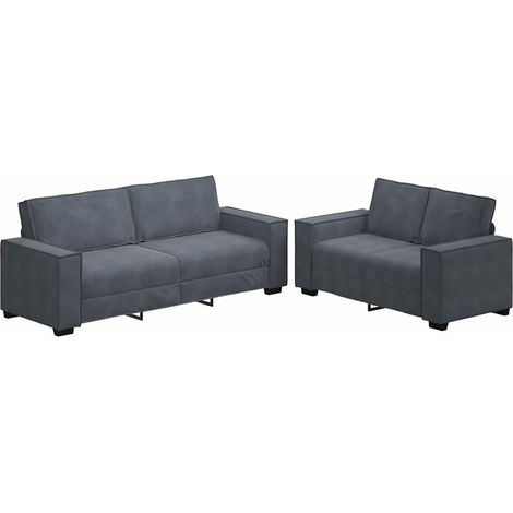 Maison Exclusive - Set di Divani 2 pz con Cuscini Grigio Scuro in Velluto (1/5)