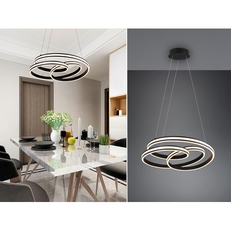 Große LED Pendelleuchte NURIA dimmbar geschwungen Schwarz, Ø 60cm (1/5)