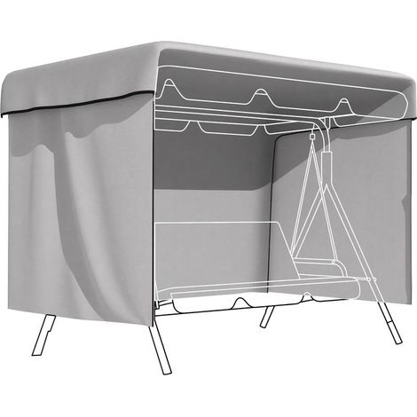 Housse de protection imperméable pour balancelle de jardin 3 places avec fermeture éclair, anti-poussière et coupe-vent, 215 x 155 x 150 cm (1/5)