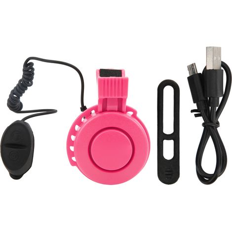 Klaxon de Vélo Électrique USB Rechargeable Imperméable pour VTT, Scooter et Vélo de Route, Montage Guidon Rose (1/5)