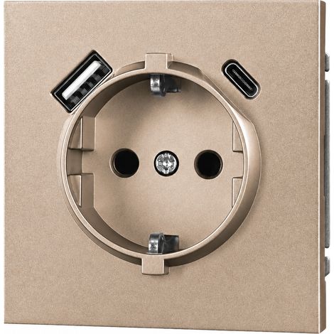Prise murale prise allemande avec 2 ports USB A C doré 13 × 9 × 10 cm – Livraison gratuite
