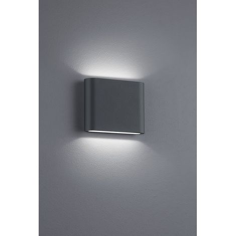 Aplique Rectangular Thames II Led Doble Emisión IP54 Antracita L11 cm Trio Lighting (1/2)