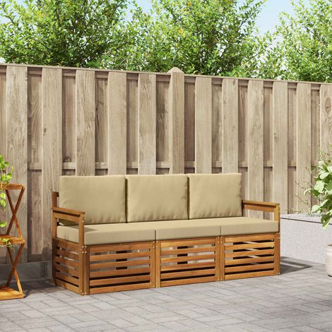 Sofagarnituren 3 pcs Natur und Beige Massivholz Akazie