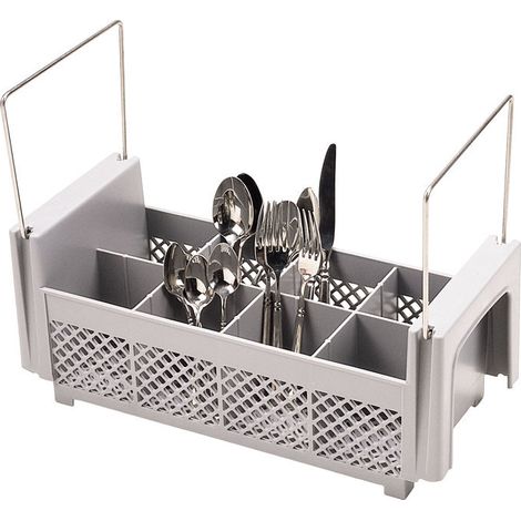 Casier à couvert - 8 compartiments avec anses - 45.7 x 19.7 x 18.4 cm - Lot de 6 - Cambro