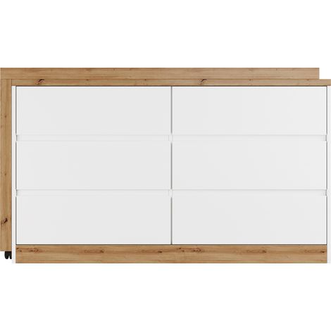 Scrivania multifunzione rotante con ruote bloccabili 120 x 50 cm bianco quercia (1/5)