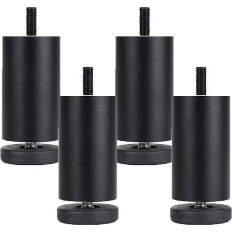 4 Pièces Pieds de Meubles Reglables Pieds de Meubles en Alliage d'aluminium Meubles Jambes Ronde Métal Pattes de Meuble Table Canapé Lit,Noir(10cm) (1/5)