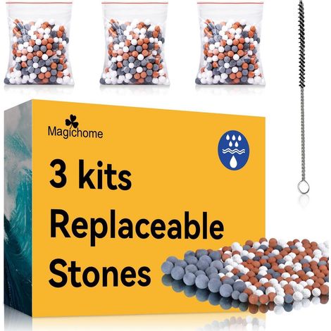 Recharges pour pommeau de douche, 3 kits de billes minérales pour filtration et désinfection de l'eau (1/5)