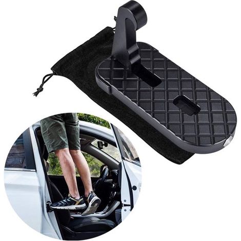 Escalón para cofre de techo de coche, Escalón para coche, Escalón para puerta de coche, Baca, Cofre de techo, Deportes de invierno, Negro, Negro (1/5)