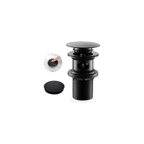 Bonde de Lavabo avec Trop Plein, Bonde de Lavabo Pop Up Valve, Bonde Lavabo Salle de Bain Noir, Bonde Lavabo Universel (Noir),de (1/4)
