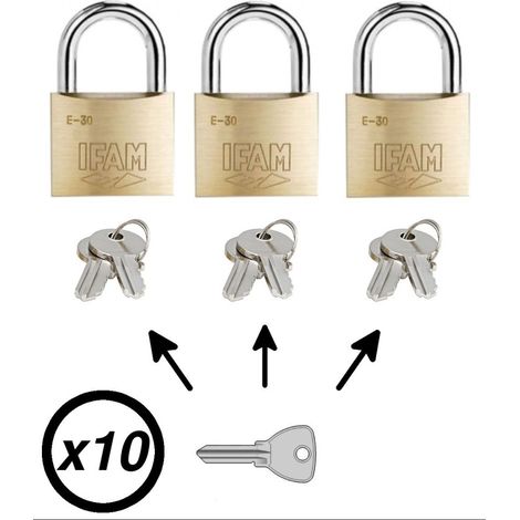Lot de 10 cadenas 30mm avec clé passe partout (1/2)