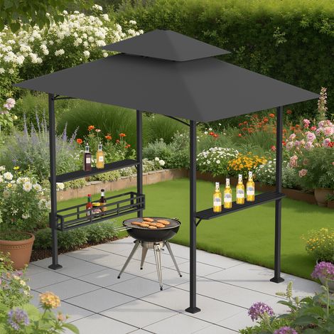 Wolketon BBQ-Pavillon, Grillpavillon, Gartenpavillon, Garden Barbeque Markise 238 x 148 x 250 cm Grau