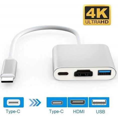 Adaptateur HDMI 4K - USB 3.1 - Type-C - Multiport - Compatible Macbook - Résolution 4Kx2K (1/4)