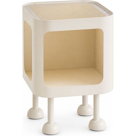Table d'appoint de chevet en verre et acier carbone 30x30cm avec éclairage à capteur pour Maison (1/5)