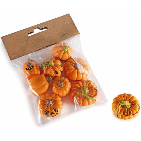 Zucche di Halloween decorative in resina colorata, set da 2 pezzi