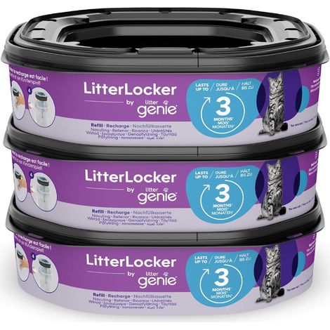 Lot de 3 recharges XL super capacité octogonales Compatible avec la Poubelle Litter Locker et la Poubelle Fashion - stockage et protection durée 9 mois anti odeurs (1/5)