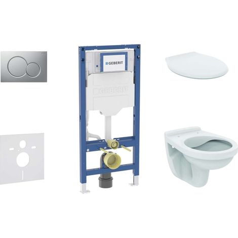 Geberit Duofix - Set di installazione pre- parete, vaso Alpha e sedile, pulsante Sigma01, cromo opaco SANI11CD2126