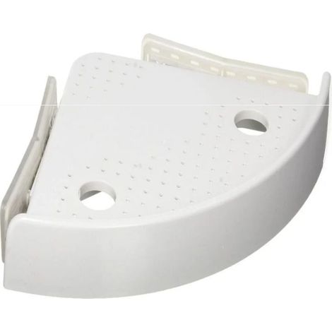 Support de rangement triangulaire pour salle de bain, Etagère d'angle avec bouton poussoir, sans percer, 24.5 x 4.5 x 24.5 cm (1/4)