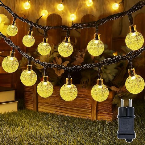 Guirlande Lumineuse Extérieure Cristaux Boules 20m 200 LED Globe Guirlande Lumineuse Intérieure 8 Modes Étanche IP44 Guirlande Lumineuse Électrique avec Minuteur pour Chambre Jardin Balcon (1/5)