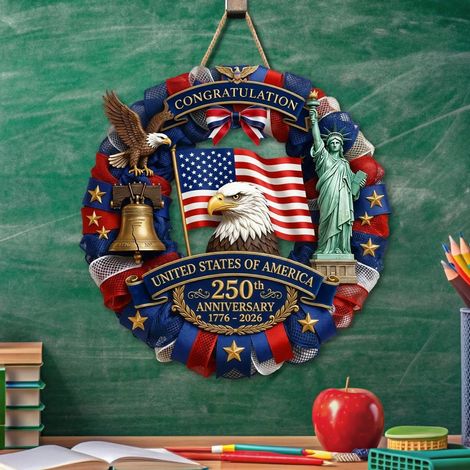 Patriotisches Holzschild zum 250-jährigen Jubiläum – A – 30 cm