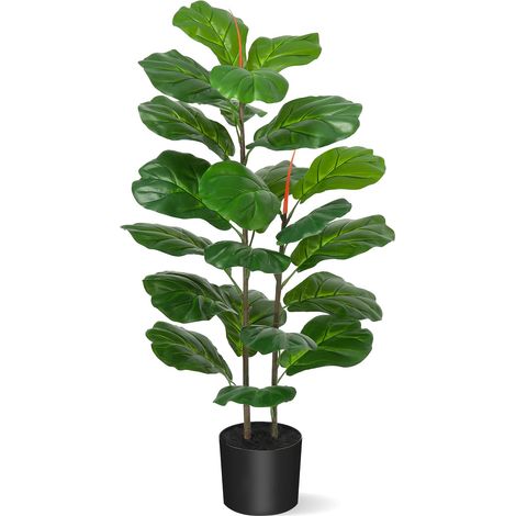 Figuier Artificiel Ficus Lyrata De 100 Cm, Plante Tropicale D'IntéRieur IdéAle Pour Le Bureau, La Maison, Le Salon Et La DéCoration Du Jardin (1/5)