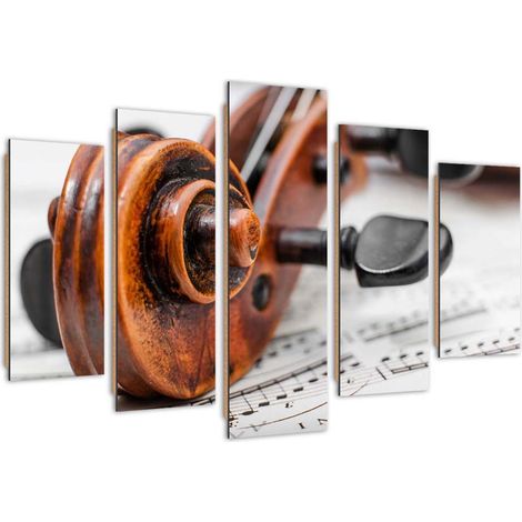 Quadro deco panel 5 parti, Violino e note - 150x100 (1/5)