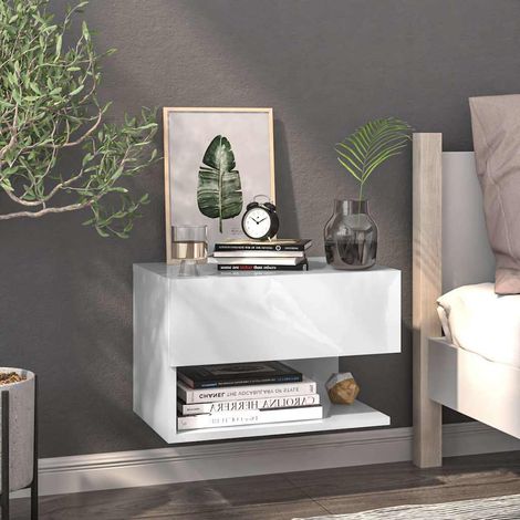 Table de chevet murale-Table de nuit suspendue Blanc 442056 (1/5)