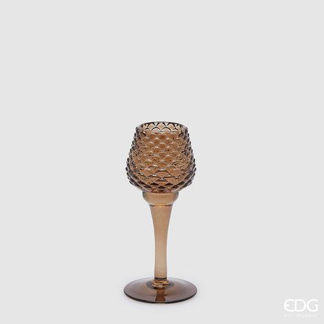 EDG Enzo De Gasperi Portacandela Pigna Calice Natale H 18,5 Cm D 7,5 Cm Marrone