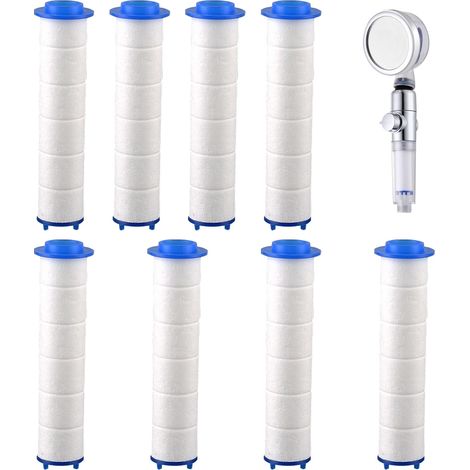8 Pièces Filtres de Douche Coton PP, 9,5 x 2 cm, Anticalcaire, Élimine les Impuretés et Le Chlore de l'eau, Douchtte Universelle Filtre de Rechange, pour Pommeau Douche Amovible (1/5)