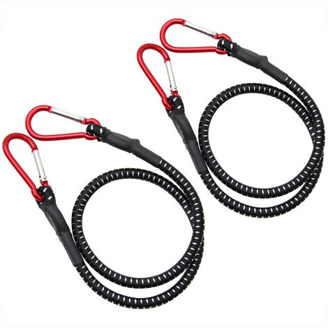 2 tendeurs élastiques en caoutchouc 80 cm x 10 mm avec mousquetons pour bagages (1/5)