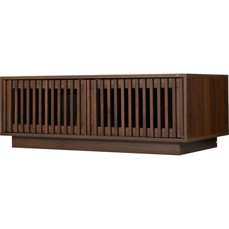 Rechteckiger Couchtisch mit 2 Türen, 100 x 50 x 35 cm, Walnuss, MDF und Spanplatte (1/5)